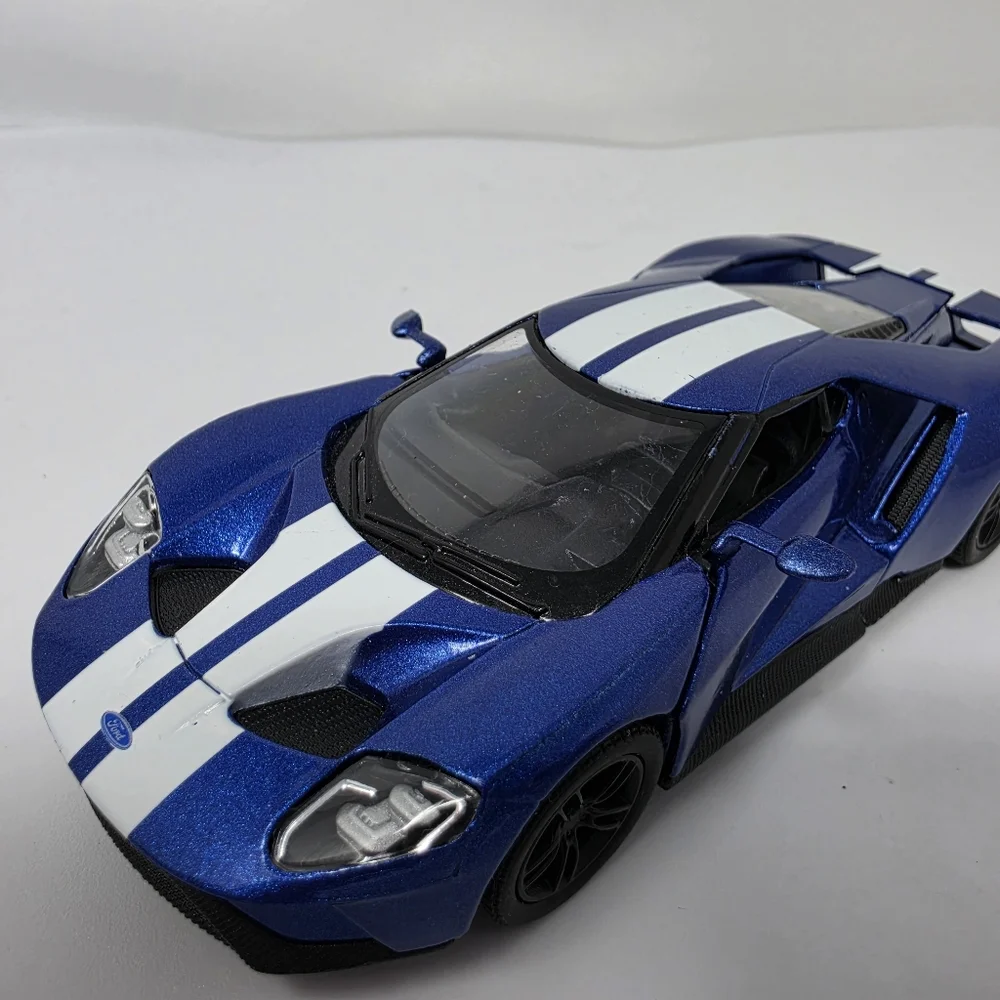Kinsmart Ford GT Blue White Racing Stripes Race Car